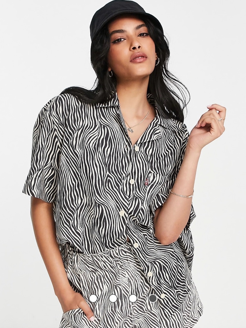 Levi's Resort Shirt Zebra Print Short-Sleeve Button-Up Top - #255